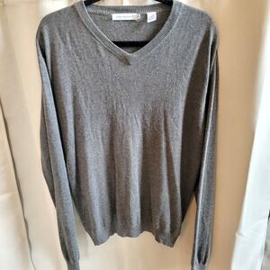 Alex‎ Cannon Mens Sweater Silk Cashmere Blend Large Gray Academia Preppy 15948x